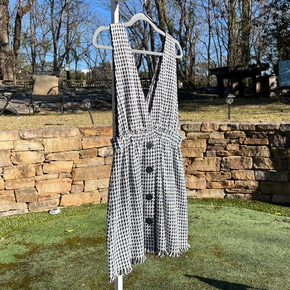 ZARA Tweed Button-Front Pinafore Mini Dress - Picture 3 of 16